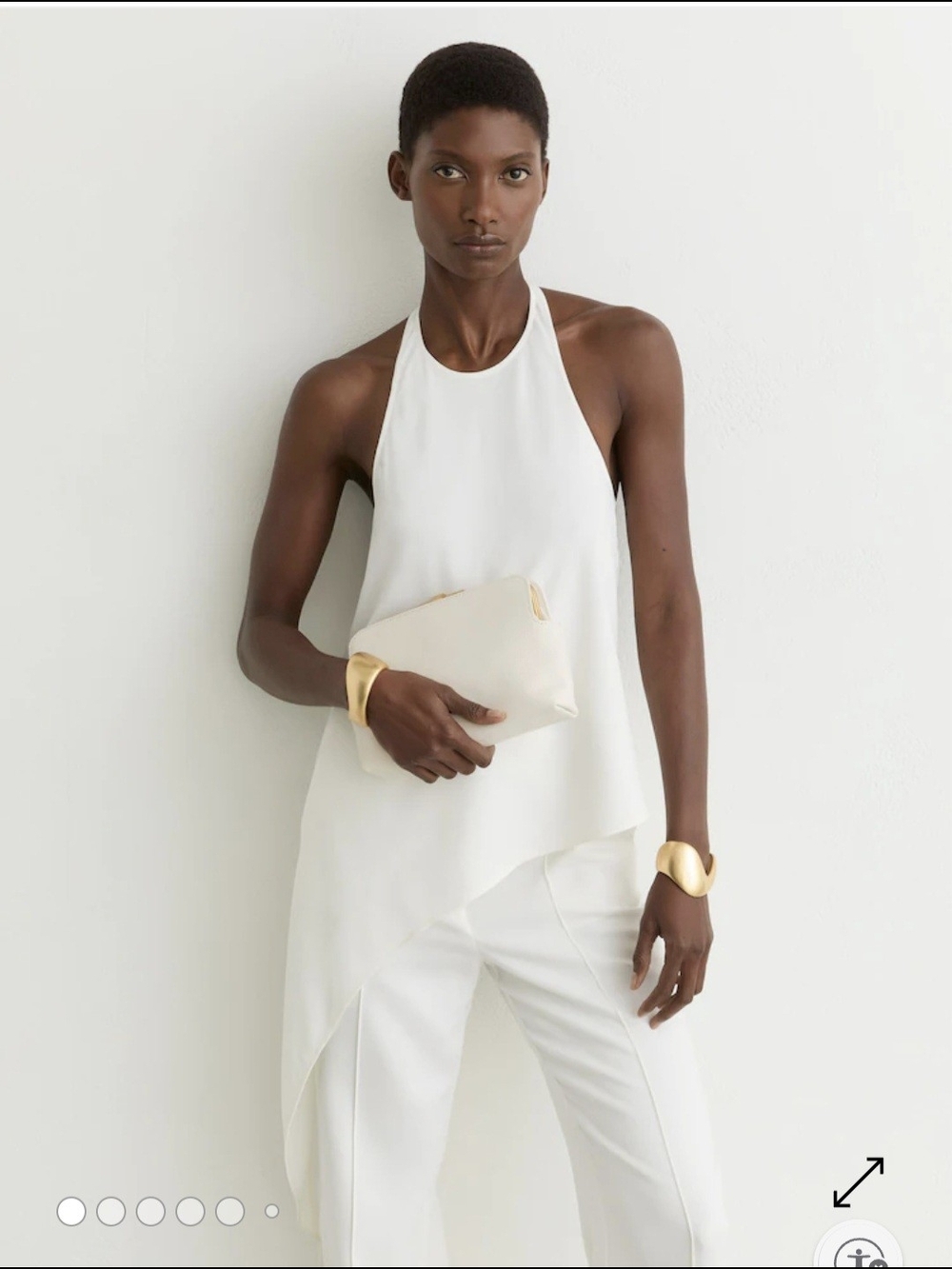 Reiss White Asymmetric Draped Halterneck 4 $195
